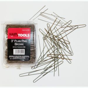 Product: Hair Tools 3" Plain Pins Brown box of 500 - box and loose pins