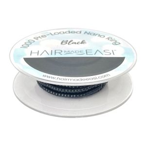 Product: string of 1000 Hair Made Easi Silicone-Lined Pre-Loaded Nano Rings on roll - Black