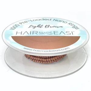 Product: string of 1000 Hair Made Easi Silicone-Lined Pre-Loaded Nano Rings on roll - Light Brown