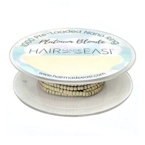 Product: string of 1000 Hair Made Easi Silicone-Lined Pre-Loaded Nano Rings on roll - Platinum Blonde